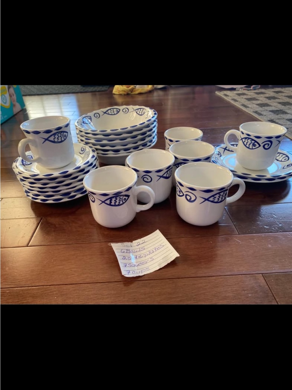 Stoneage Pescada Hand Painted Blue Fish By Carleen Gaby bowls cups & saucers - Picture 9 of 10